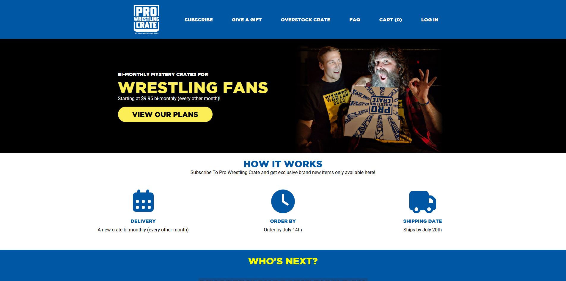 Screenshot of the Pro Wrestling Crate website